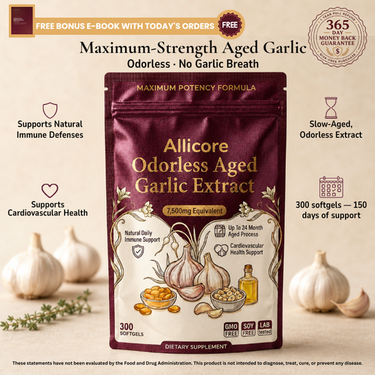 Allicore Arterial Reset™ — Odorless Aged Garlic Extract | 7,500mg, 300 Softgels